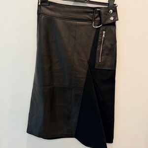 3.1 Phillip Lim Asymmetrical Black Leather Skirt